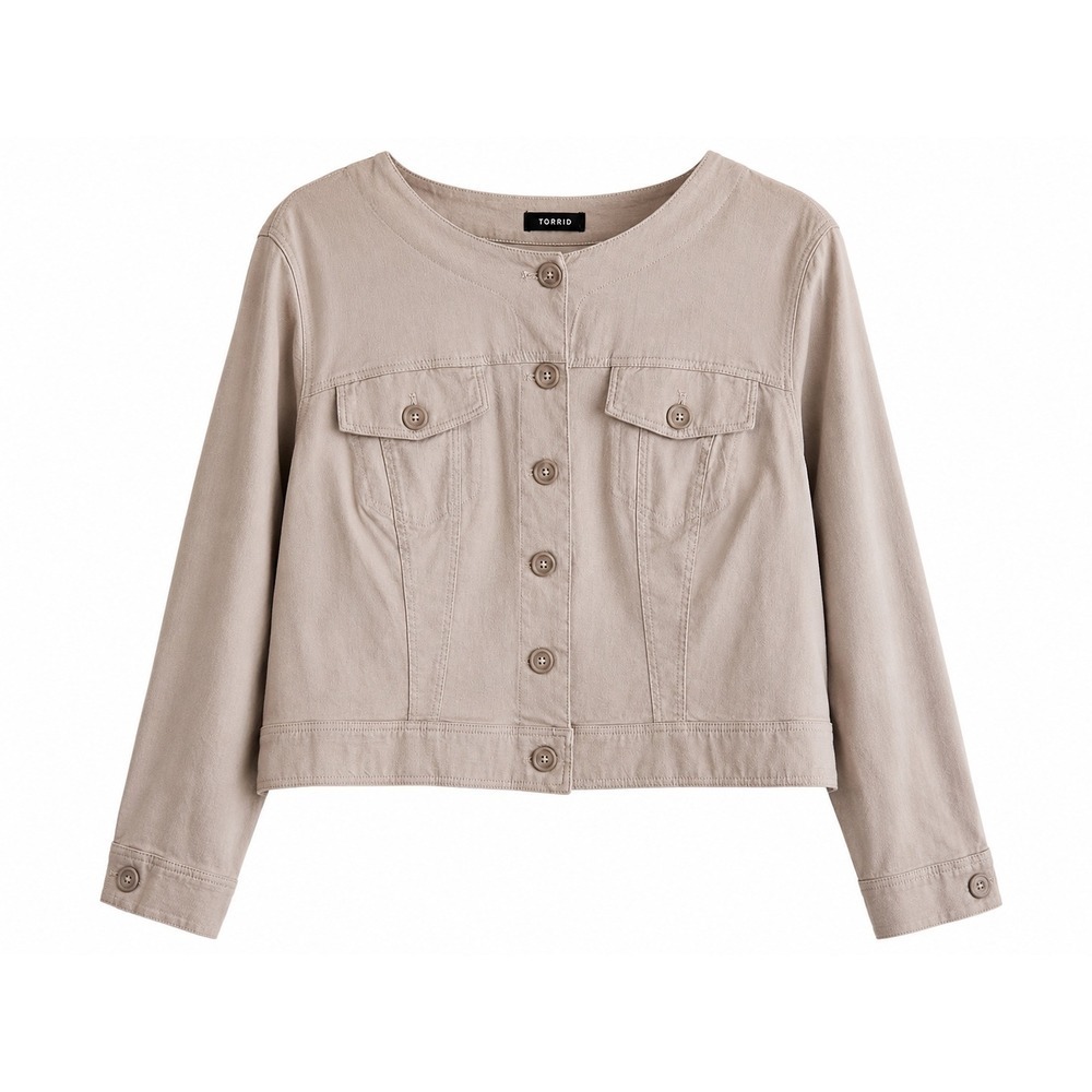 NWT Torrid Tan Linen Blend Cropped Utility Jacket 1X Shacket MSRP $70